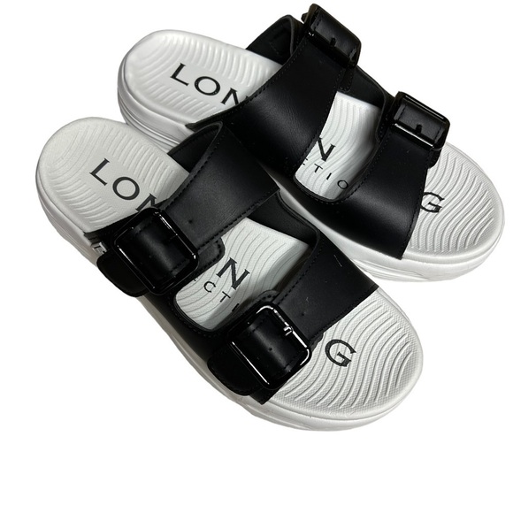 29. NWT London Fog Nasia Double Buckle Sandal Black 7.5 - Picture 2 of 5